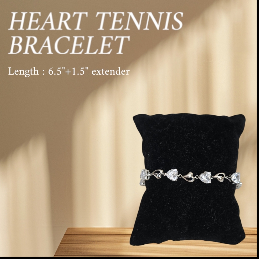 Stainless Steel Heart Tennis Bracelet